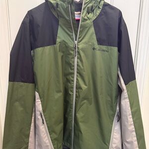 Columbia Black, Green and Cream Rain Jacket
